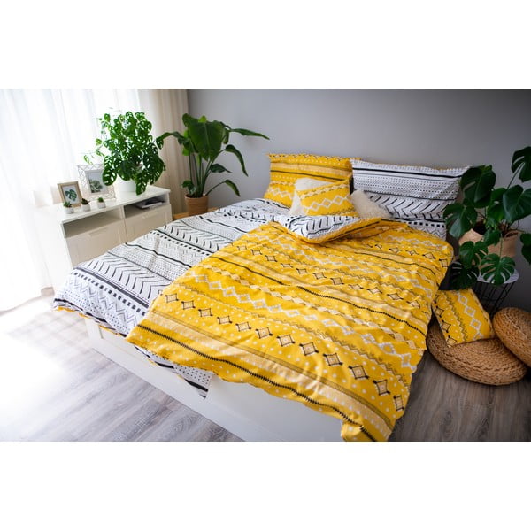 Biancheria da letto gialla in cotone per letto singolo, 140 x 200 cm Maya - Cotton House