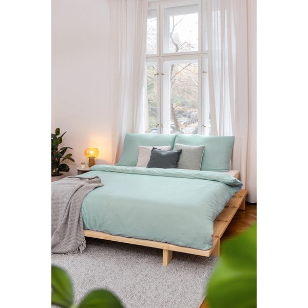 Biancheria da letto singola verde in microsatin 140x200 cm Basic - Bonami Essentials-image-4