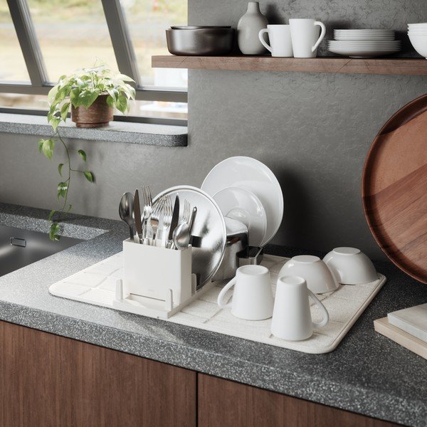 Tappetino scolapiatti beige in plastica 61x43 cm Udry – Umbra-image-3