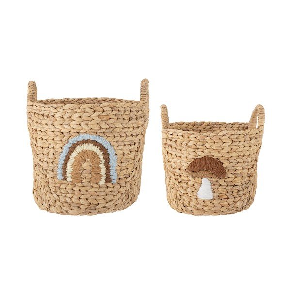 Ceste per giochi in set da bambini di colore naturale in giacinto d'acqua 2 pz ø 32x32 cm Agnes – Bloomingville Mini