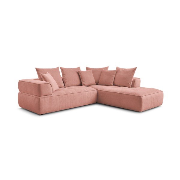 Divano angolare rosa (penisola a destra/a L) con rivestimento in ciniglia Whesley – Bobochic Paris-image-3
