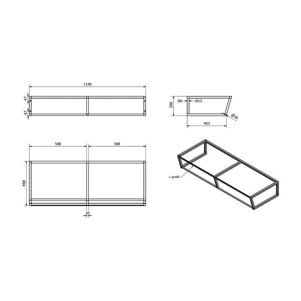 Scaffale da sotto lavabo bianco in acciaio da appendere 120x20 cm Ska – Sapho-image-3