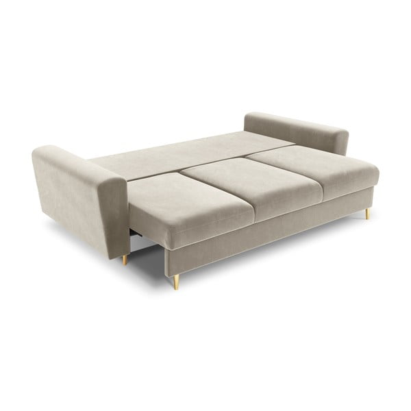 Divano beige allungabile e con contenitore con rivestimento in velluto 235 cm Kyoto – Cosmopolitan Design-image-2