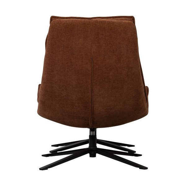 Poltrona con poggiapiedi marrone girevole con rivestimento in ciniglia Kube – WOOOD-image-4