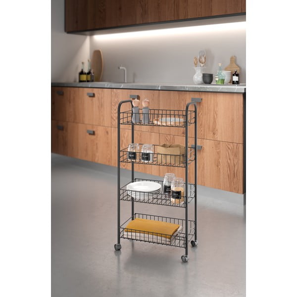 Scaffale mobile in metallo nero 41x84 cm Ascona - Metaltex-image-2