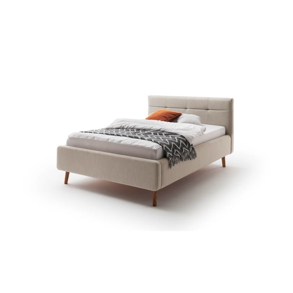 Letto matrimoniale imbottito beige con contenitore con rete inclusa 140x200 cm Lotte – Meise Möbel-image-3