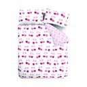 Set copripiumino e federa bianco e rosa per letto singolo 135x200 cm Cherries and Bows – Catherine Lansfield