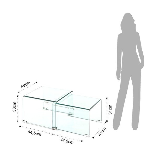 Tavolini in vetro in set da 2 44,5x49 cm Cristal - Tomasucci-image-4