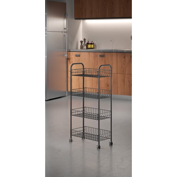 Scaffale mobile in metallo nero 41x84 cm Ascona - Metaltex-image-3