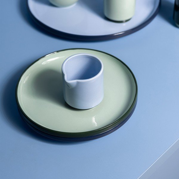 Piatto da dolce verde in gres ø 18 cm Duo – ONA-image-1