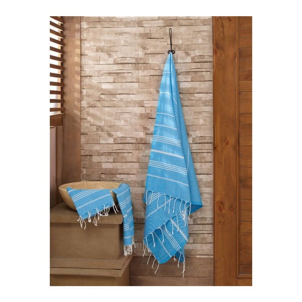Set di asciugamani e teli da bagno Hammam Sultan blu chiaro - Mijolnir