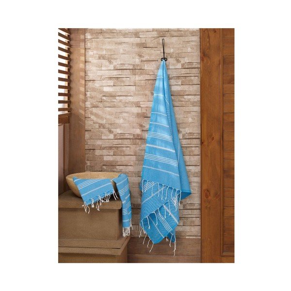 Set di asciugamani e teli da bagno Hammam Sultan blu chiaro - Mijolnir