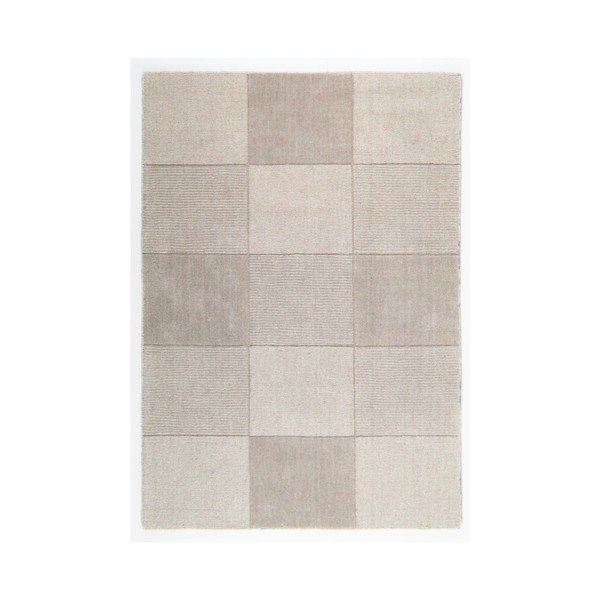 Béžový vlněný koberec Flair Rugs Squares, 75 x 150 cm