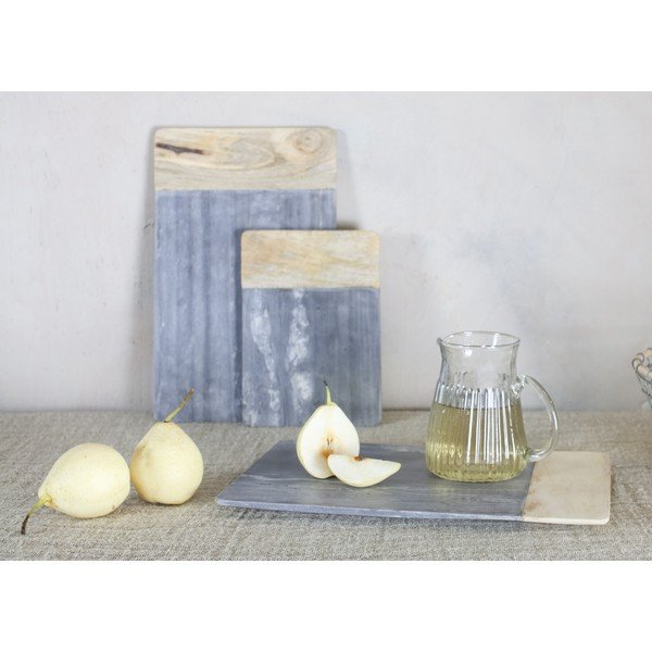 Tagliere in marmo grigio e legno di mango, lunghezza 35,5 cm Bwari - Nkuku-image-2