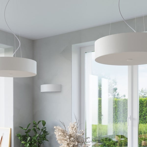 Lampada da soffitto bianca con paralume tessile ø 90 cm Herra - Sollux-image-1