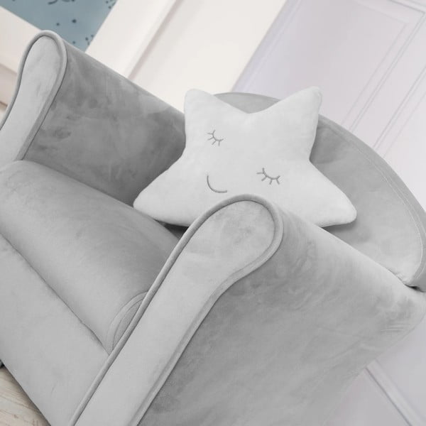 Sedia per bambini in velluto grigio chiaro Lil Sofa - Roba-image-3