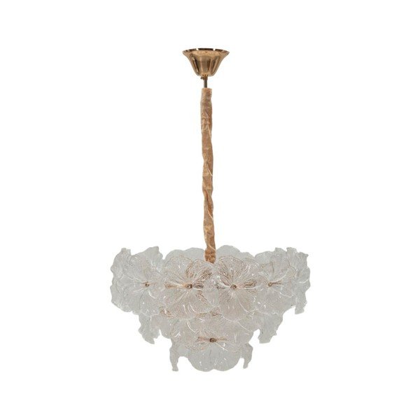 Lampadario dorato in metallo con paralume in vetro ø 47 cm Ibiscus – Mauro Ferretti