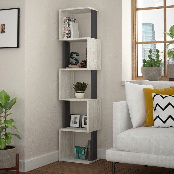 Libreria Bianco Antracite Bianco Antracite Piri - Decortie-image-1