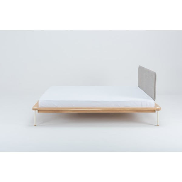 Letto matrimoniale in rovere grigio/naturale con griglia 140x200 cm Fina - Gazzda-image-4