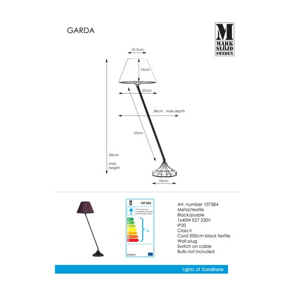 Lampada da tavolo nera e viola Garda - Markslöjd-image-2