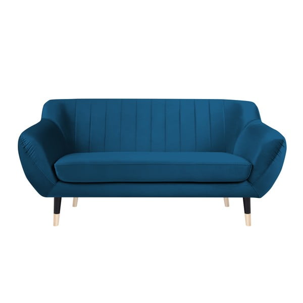Divano blu con gambe nere Benito, 158 cm - Mazzini Sofas