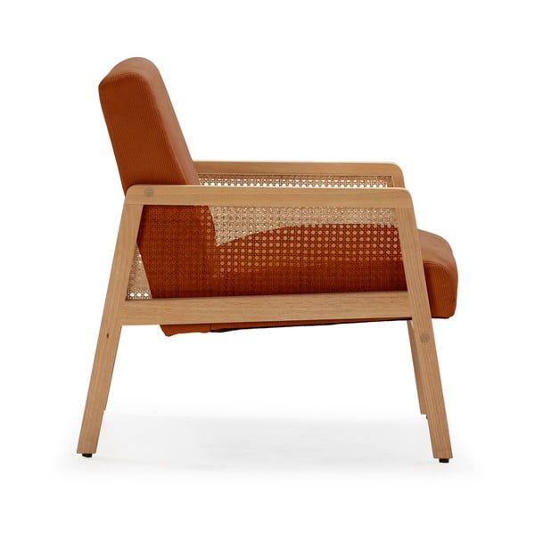 Poltrona con trama color mattone con rivestimento in velluto a coste Debra – Marckeric-image-3