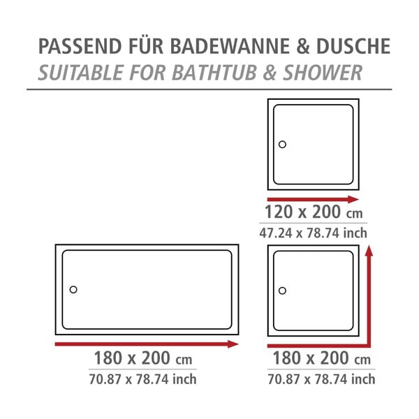 Tenda da doccia lavabile, 180 x 200 cm Ginkgo - Wenko-image-3