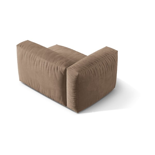 Parte divano componibile marrone chiaro (con penisola a sinistra) con rivestimento in velluto Martina – Micadoni -image-2