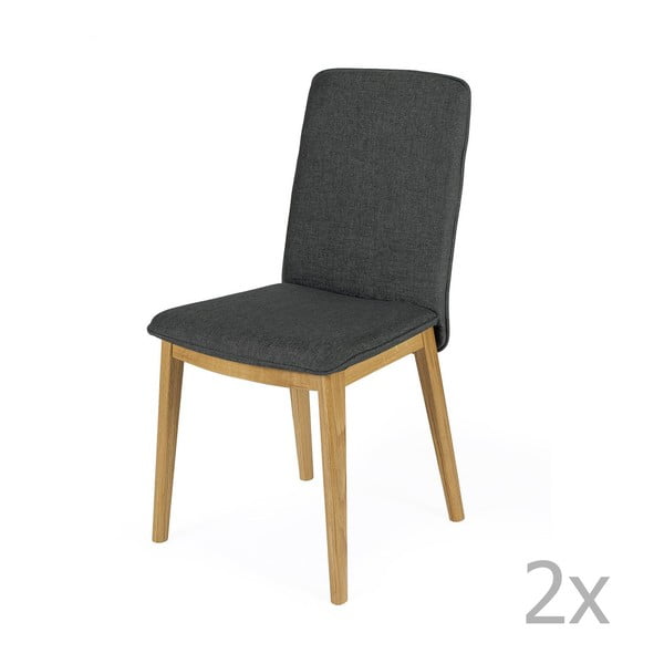 Set di 2 sedie da pranzo con base in legno di rovere Dark Half Adra - Woodman