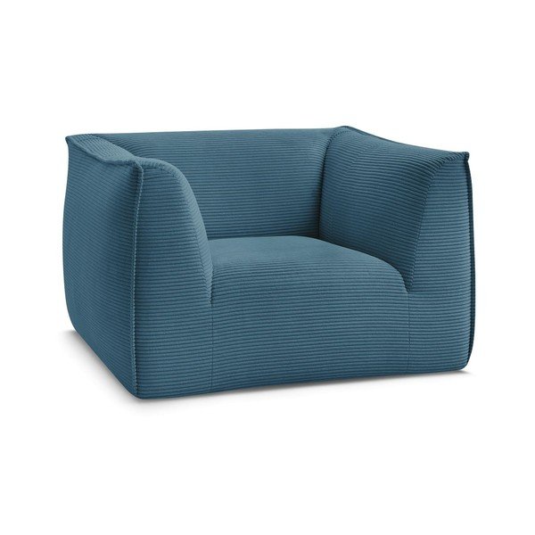 Poltrona blu con rivestimento in velluto a coste Giorgia – Bobochic Paris