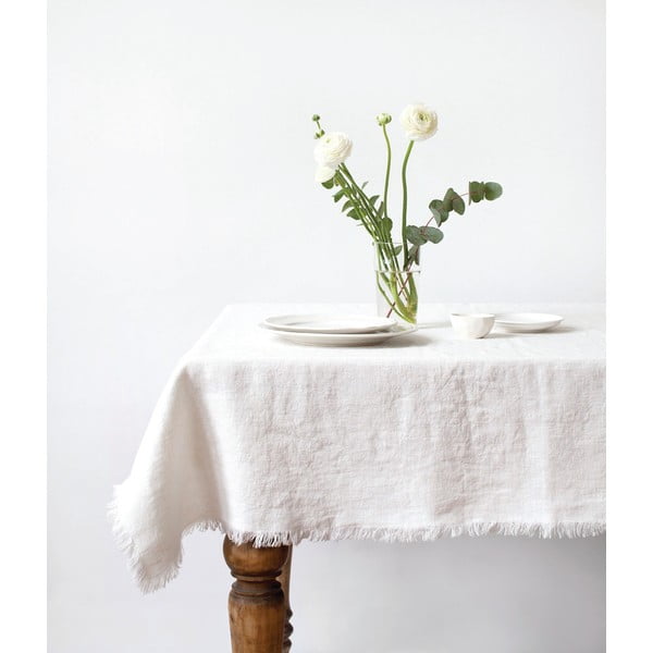 Tovaglia classica di lino bianco, 140 x 200 cm White - Linen Tales