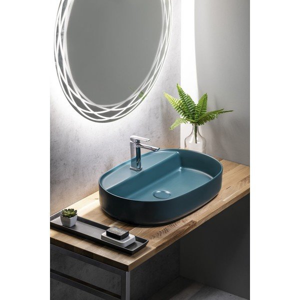 Lavabo color petrolio in ceramica 60x40 cm Infinity Oval – Sapho-image-2