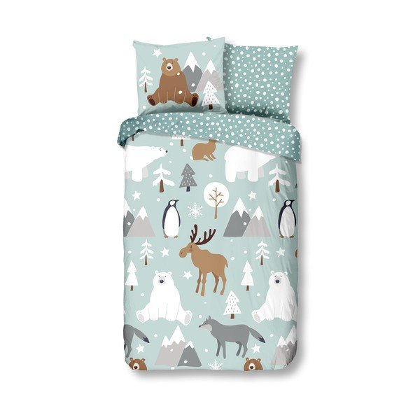 Biancheria da letto in cotone per bambini Animali della foresta, 140 x 220 cm - Good Morning