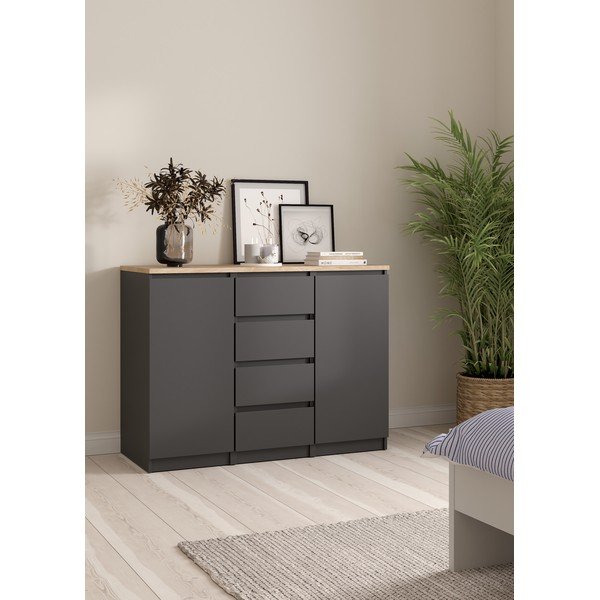 Credenza grigio scuro 121x91x50 cm Naia – Tvilum-image-1