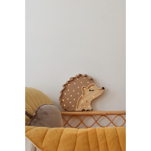 Lampada da tavolo in legno di pino marrone, lunghezza 30 cm Hedgehog - Little Lights-image-1