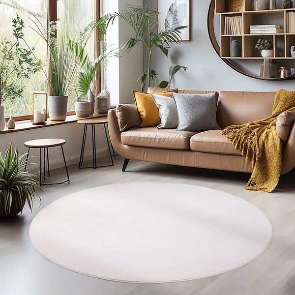 Tappeto rotondo lavabile crema ø 160 cm Sky - Ayyildiz Carpets-image-1