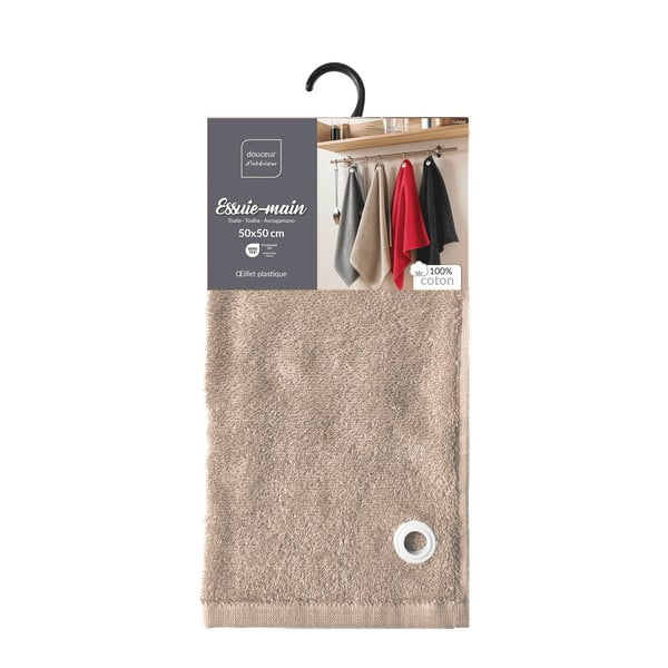 Asciugamano tipo terry beige in cotone 50x50 cm Cuistot – douceur d'intérieur-image-3