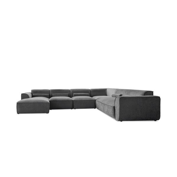 Divano angolare componibile grigio (con penisola a destra/a forma di "U") Flex Felix – Miuform