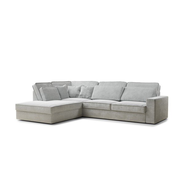 Divano angolare grigio chiaro (con penisola a sinistra/a L) con rivestimento in ciniglia Kirou – Maison de Rêve-image-2