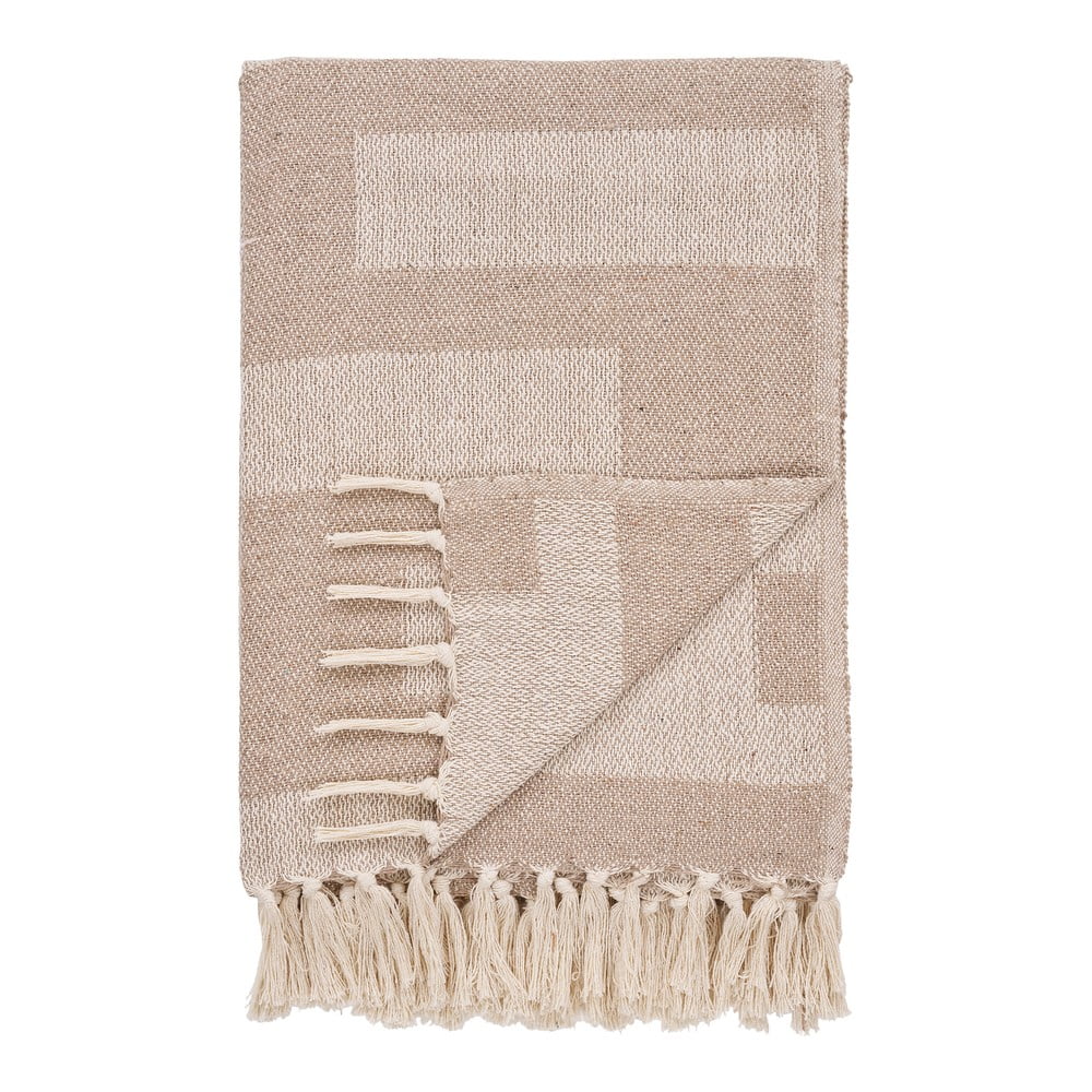 Coperta marrone chiaro in cotone riciclato 130x180 cm Adana – House Nordic | Coperte