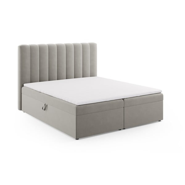 Letto boxspring grigio con contenitore 180x200 cm Gina - Milo Casa