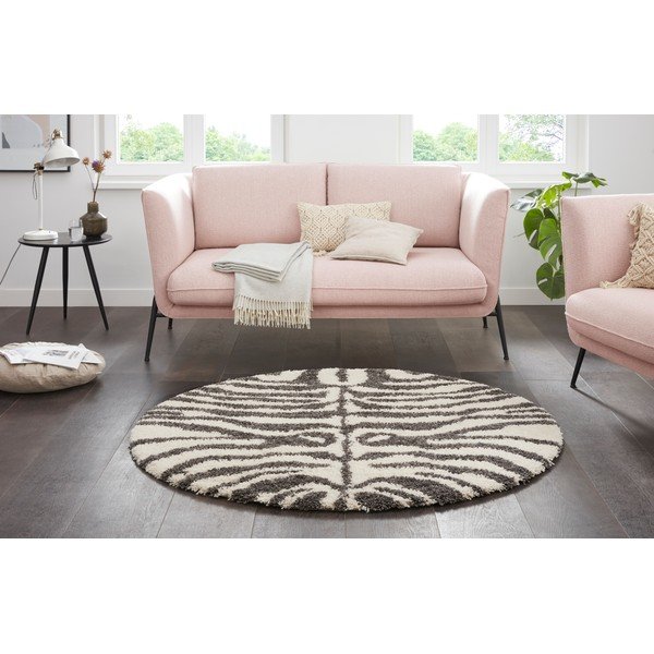 Tappeto rotondo grigio/beige ø 160 cm Striped Animal - Ragami-image-1