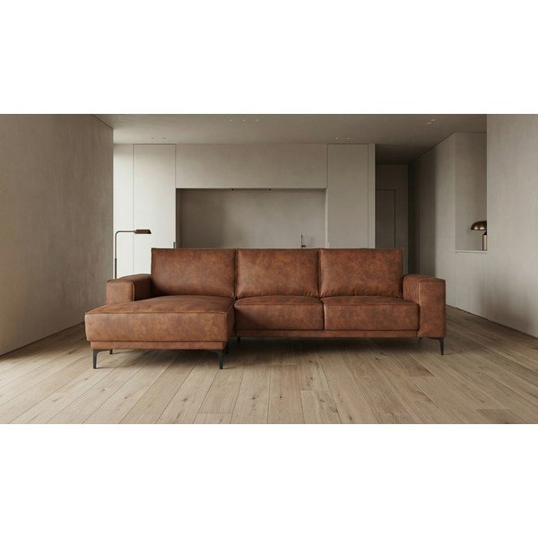 Divano angolare in similpelle marrone cognac (angolo sinistro) Copenhagen - Scandic-image-4