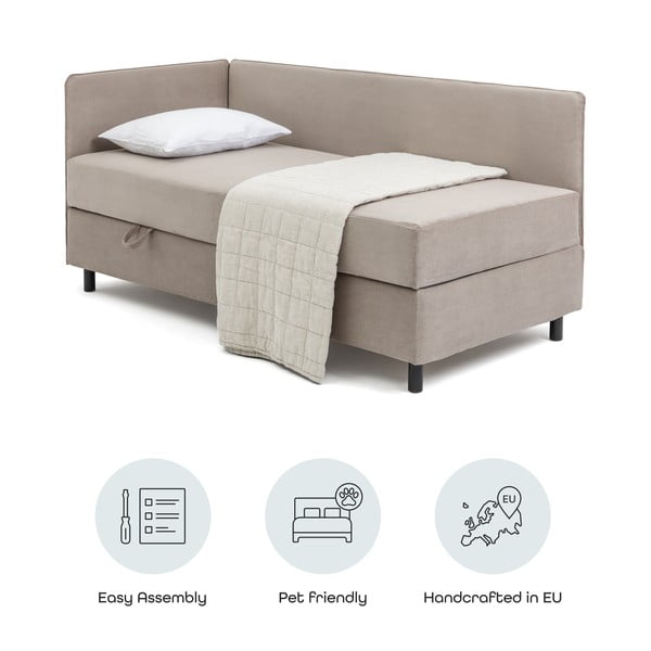 Letto singolo imbottito grigio tortora con contenitore con materasso incluso 120x200 cm Avela – Bonami Selection-image-4