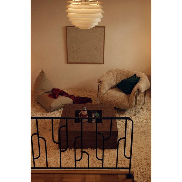 Poltrona beige con rivestimento in pelliccia sintetica Manitoba – Jotex-image-2