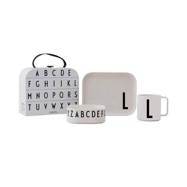 Set da pranzo per bambini a 3 pezzi con valigia Classics L A-Z - Design Letters