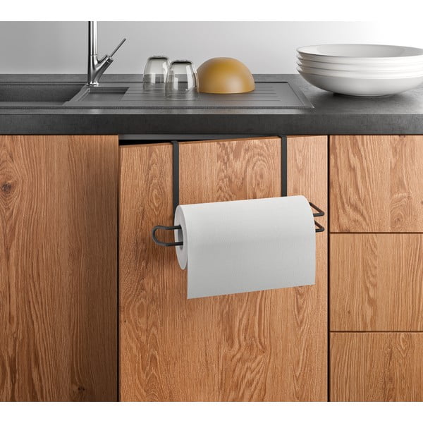 Supporto da appendere nero per asciugamani da cucina - Metaltex-image-2
