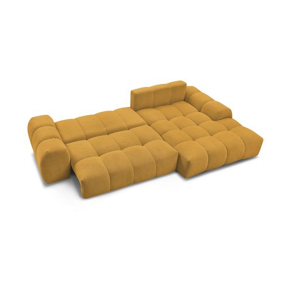 Divano angolare color senape allungabile e con contenitore (penisola a destra/chaise lounge) con rivestimento in ciniglia Everest – Bobochic Paris-image-4