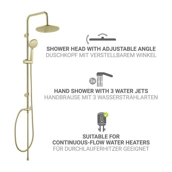 Set per doccia oro opaco in acciaio inox 101 cm Young Line – Wenko-image-3