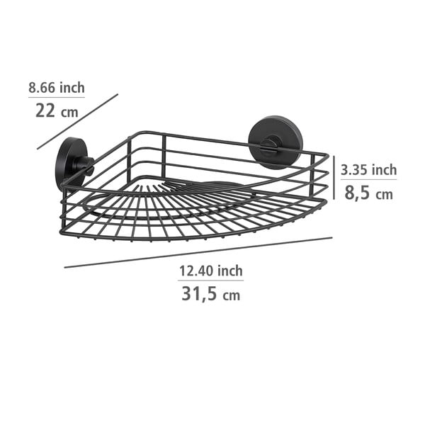 Mensola angolare nera per bagno Vacuum-Loc Bari - Wenko-image-2